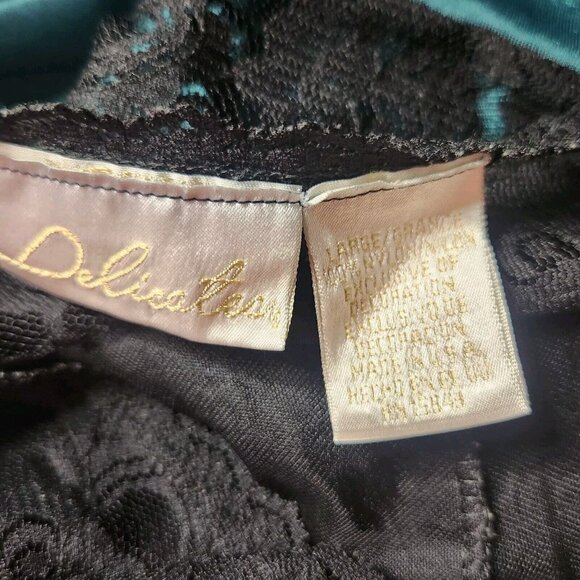 Vintage Delicates Nightgown Lace Slip Dress Black and Emerald Green Size Large - Picture 8 of 14